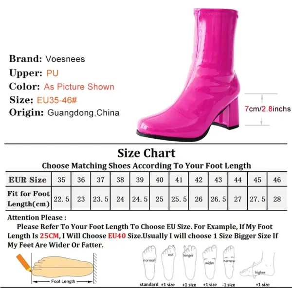 New 7cm High-heeled Cross Dressing Shoes Gogo Boots 60s 70s Square Heel Ankle Boots Sexy Round Toe Leather Zip Women Short Boots - AliExpress 322 - Image 6