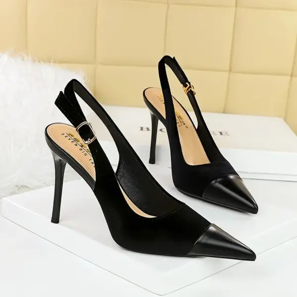 BIGTREE Velvet Mixed Colors High Heels Slingback Women's Lady Pumps Stiletto 7/9.5cm Prom Casual High-Heeled sandals Green Black - AliExpress 322 - Image 2