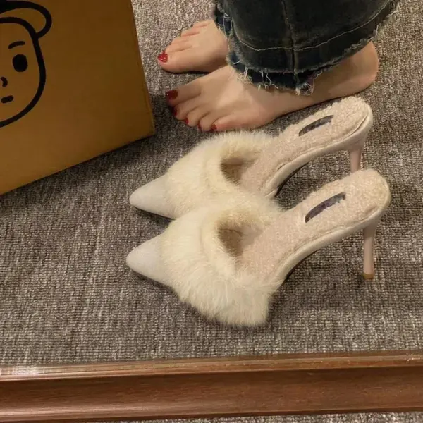 Warm Plush Pointed Toe Slippers - Image 3
