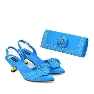 Hot Selling New Fashionable Teal Blue Pointed Toe Shoes Matching Bag Set for Offices Ladies Party in Dress Wedding Shoes Bride - AliExpress