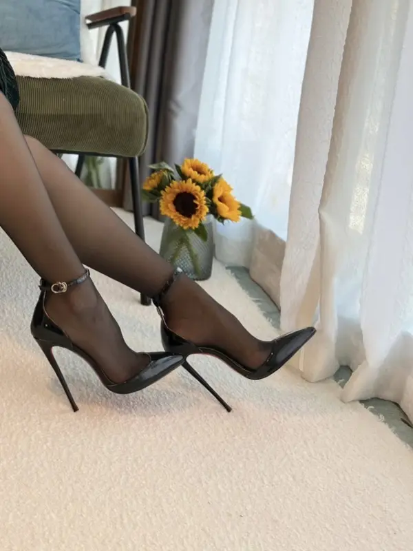 Customized 12cm Ultra High Heels Black Lacquer Classic Thin Heel Bottom Shallow Mouth Fun Women's High Heel Sandals - AliExpress