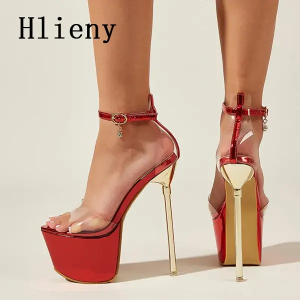 Sexy Open Peep Toe Platform High Heels - Image 3