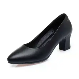 Frauen niedlich süße runde Zehen schwarz pu Leder Frühling Slip auf quadratischen Absatz Schuhe Zapatos de Mujer Dame plus Größe Büro Pumps b37 - AliExpress 322