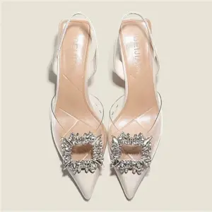 Frühlings-und Herbst mode neue sexy Bankett bequeme kristall transparente einfarbige spitze Zehen Damen High Heels - AliExpress 322
